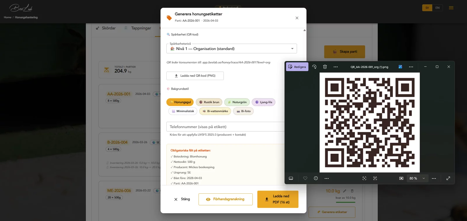 BeeLab web app screenshot
