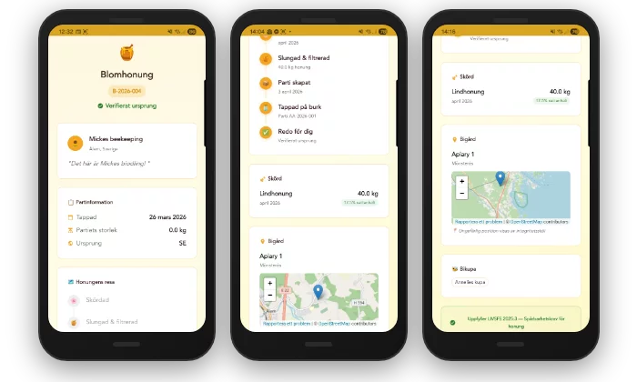 BeeLab traceability screen