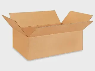 Corrugated shipping box as an example of the packaging; contents are custom print