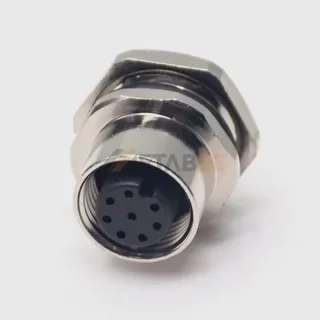 M12 8-pin A-coded female panel-mount socket