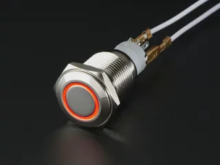 Rugged metal pushbutton; the kit uses a 12 mm IP67 tactile switch