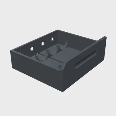 3D model of the ASA battery cartridge with four cell cradles and the keyed end cap