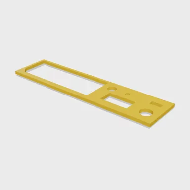 3D model of the honey-yellow ASA pod face plate with the display window and cartridge slot