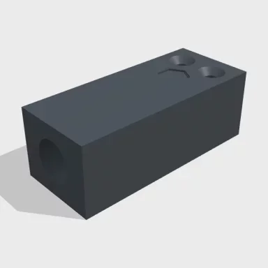 3D model of the ASA sensor port block with the socket bore and an engraved hexagon mark